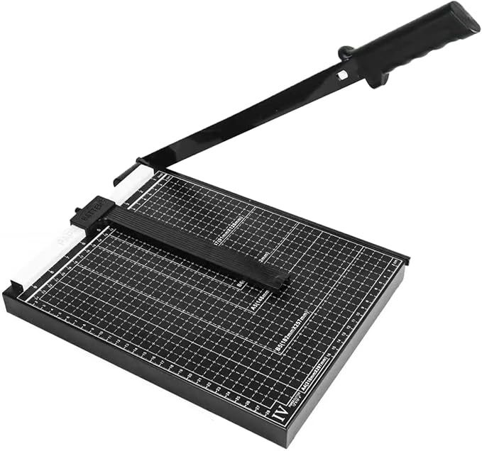 12" Guillotine Paper Cutter - 10 Sheet Capacity for Cardstock, Photos & Crafts | Heavy Duty Steel Base with Safety Guard | Ideal for Office, School or Home Use