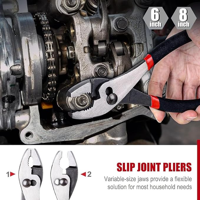 7-Piece Utility Pliers Set,Slip Joint,Long Nose,Diagonal,Groove,Linesman | Drop-Forged Heat-Treated Steel; Non-Slip Ergonomic Dipped Handle; Rust-Resistant Protective Finish