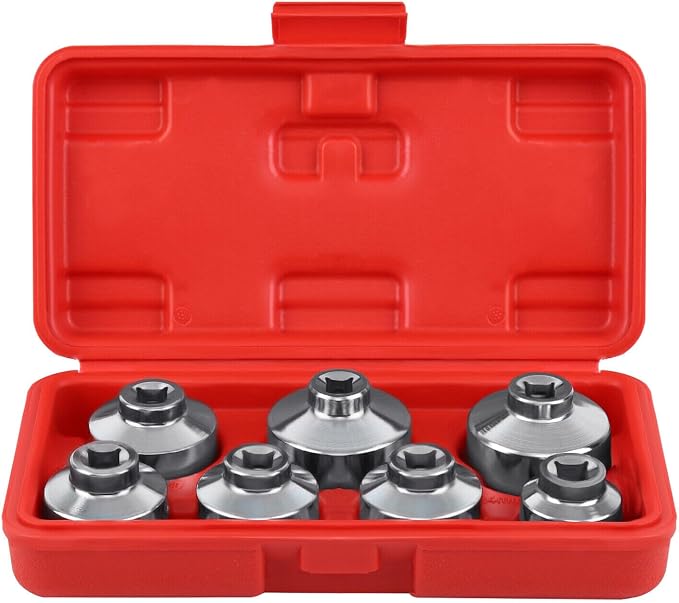 7 Pcs For 3/8" Oil Filter Cartridge Socket Set Metric 24 27 29 30 32 36 38mm