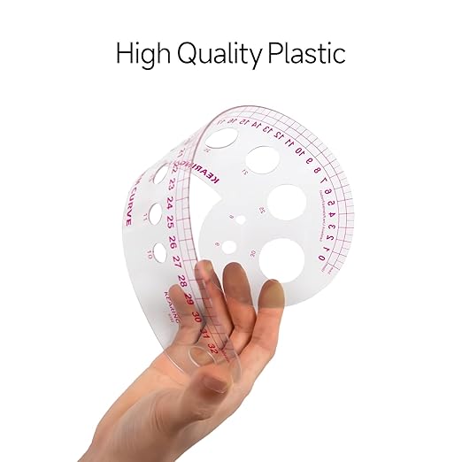 KEARING 32CM Clear Plastic French Curve Ruler for Pattern Making, Sandwich Line Scale, Vary Form Curve Ruler for Sewing, Clear Hip Curve Measuring Ruler for Fashion Design Dressing Making