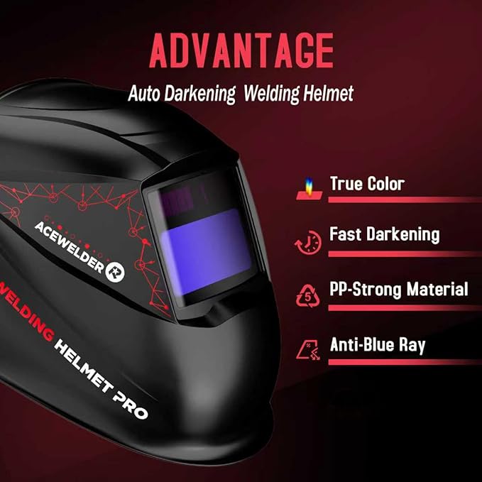 ACEWELDER 140A MIG Welder, 3 in 1 Flux Core, MIG/LIFT TIG/Stick Welding Machine 110V Portable IGBT Inverter Synergic Control, LED Display with Welding Helmet