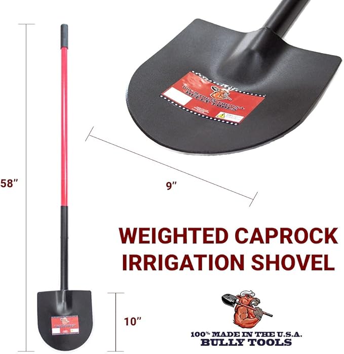 Bully Tools 12-Gauge Caprock/Pony Shovel - Heavy-Duty Steel Head, Long Fiberglass Handle, Landscaping Shovel with Easy Grip, Durable Design for Tough Soil Digging and Planting - 100% Made in USA