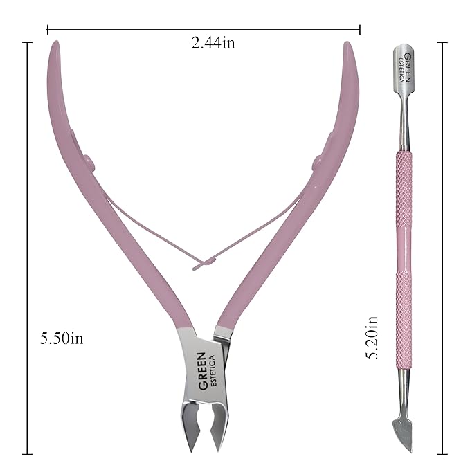 Professional Cuticle Trimmer Nail Cuticle Cutter Stainless Steel Cuticle Nippers with Sharp Blades Double Spring Manicure Tools for Nail Care Pedicure Home Spa (Rose - Pusher Included)