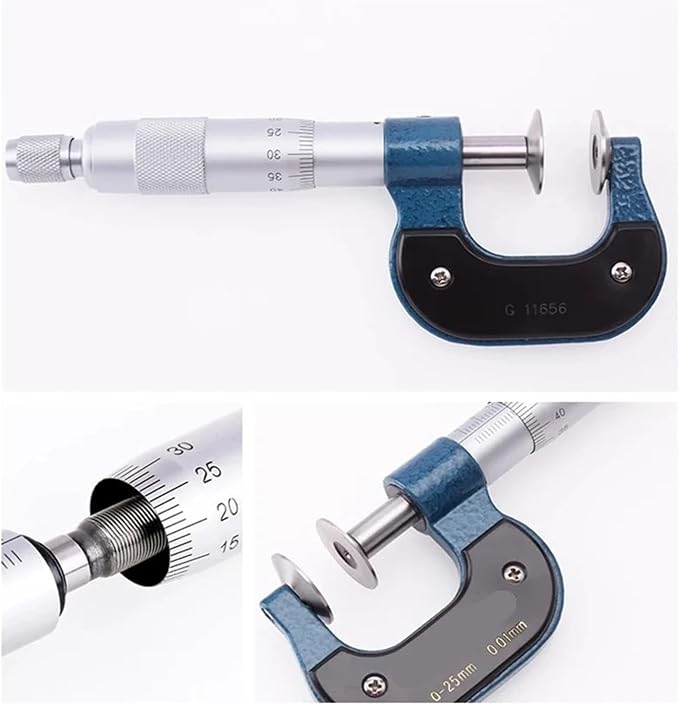 Disc Micrometer 0-25mm 25-50mm 50-75mm 75-100 Outside Micrometers for Lengths of Gear Teeth Paper Thickness Gauge Measuring Tool(0-25)