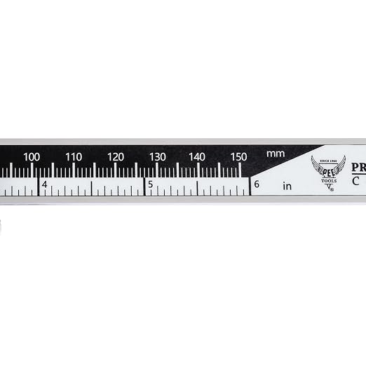 PEC Tools 6" / 150mm Digital Caliper, IP54 Electronic Caliper, ±0.02mm/0.001" Accuracy, Carbide-Tipped Faces, DIN 862 Certified Tool for OD/ID/Step/Depth Measuring