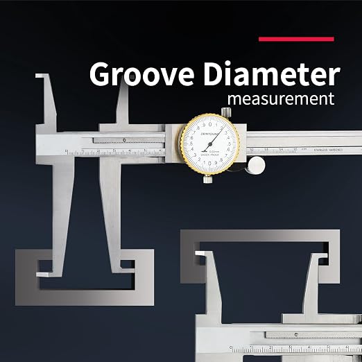 Double Blade Inner GrooveDial Caliper9-150mm,StainlessSteelTool,Dual-tip Calipers Precision Measuring Tools,DRINYOUNG (9-150mm (Double Hook dial Caliper)
