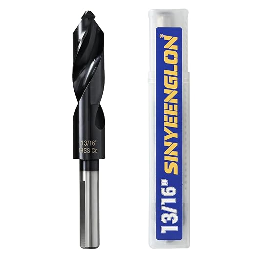 13/16 Drill Bit for Metal and Hardened Steel, M35 Cobalt 1/2 Inch Reduced Shank Industrial Grade Heavy Duty Drill Bit, with Index Storage Case