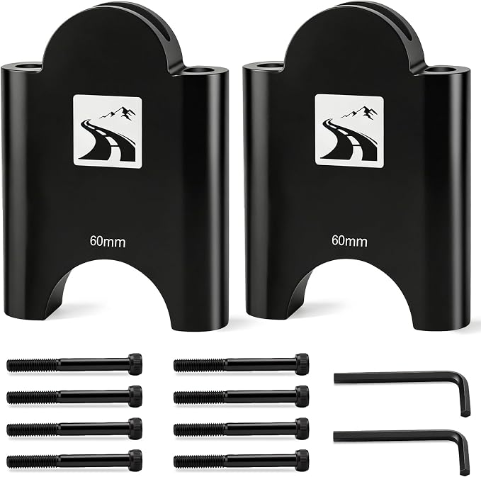60mm Aluminum Aerobar Riser Kit, Clip On Aero Bars Armrest Handlebar Spacers for Road Bike Triathlon and Time Trial, Compatible with Profile Design 31.8mm Clamp, with M5 & M6 Mount Bolts