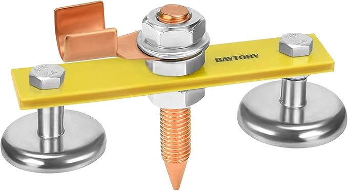 BAYTORY Upgrade Magnetic Welding Support Ground Clamp Tools, Twin Welding Magnet Head, Strong Magnetism Large Suction, Copper Tail Welder Stability Clamps