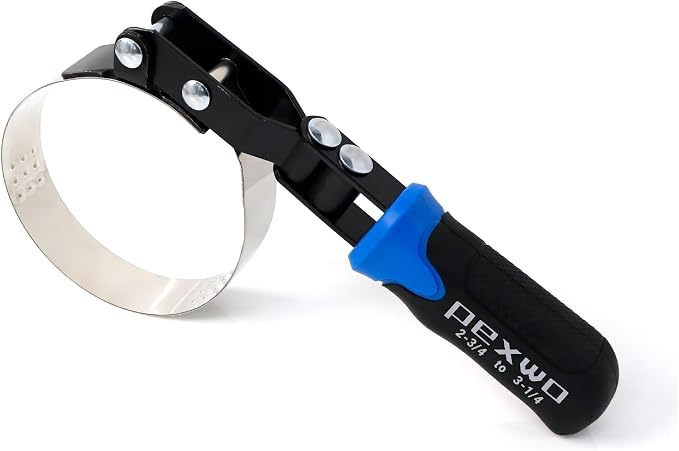 Small Swivel Oil Filter Wrench – Medium Size Strap Wrench for Cars & Motorcycles, Fits 2-3/4" to 3-1/4" Filters, Anti-Slip Removal Tool with Ergonomic Handle