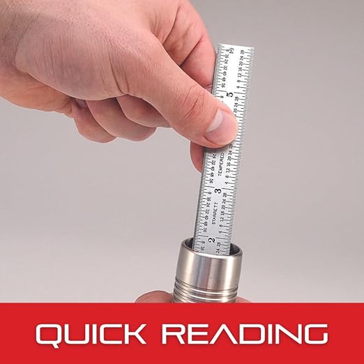 Starrett Full Flexible Steel Rule with Satin Chrome Finish, Quick Reading, and Inch Graduation - 34 Graduation, 11-3/4" Length, 0.4mm Thickness - C334-300