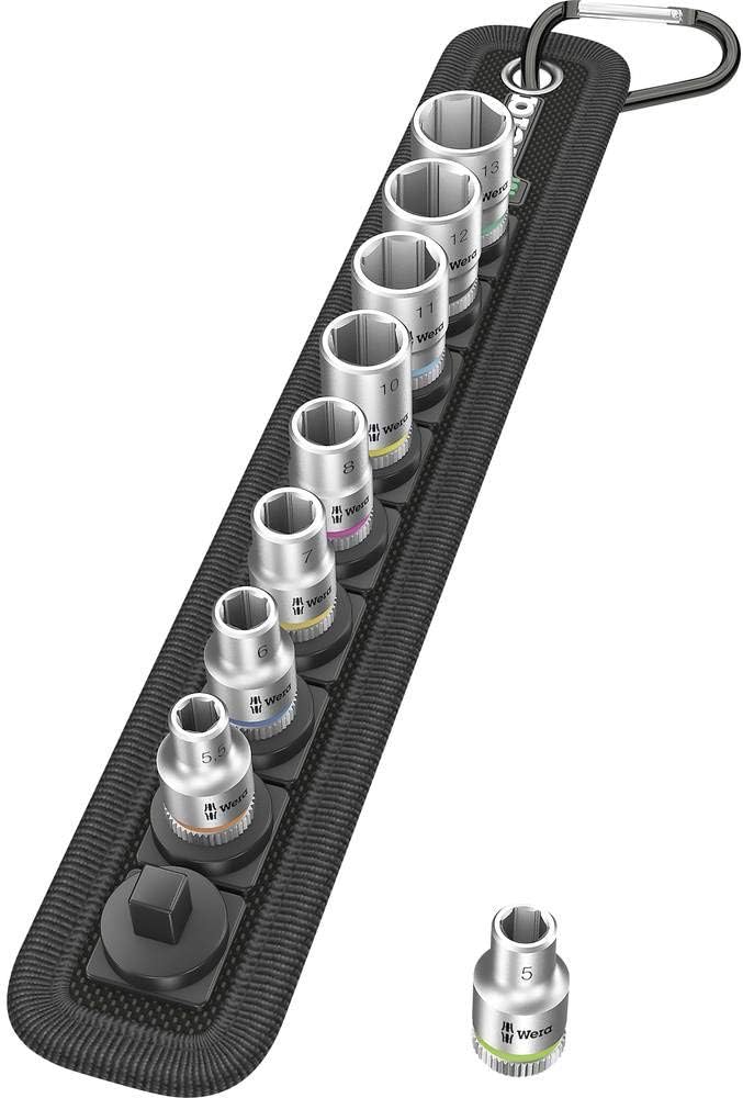 Wera 05003883001 BELT A 4 ZYKLOP SOCKET SET, 1/4" DRIVE, 9 PIECES
