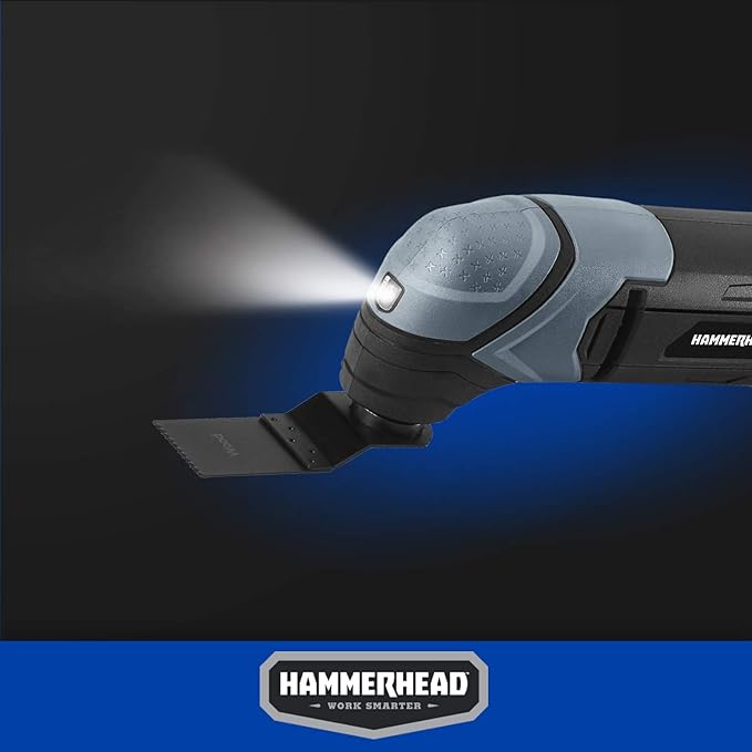 Hammerhead 2.2-Amp Oscillating Multi-Tool with 1pc Flush Cut Blade,1pc Semicircle Saw Blade,1pc-Sanding pad,3pcs Sanding Paper - HAMT022,(Pack of 8)