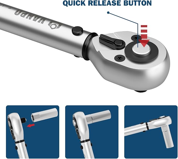 VANPO 3-Piece Click Torque Wrench Set 1/4", 3/8", 1/2" Drive – 20-240 in-lb, 5-45 ft-lb, 20-160 ft-lb, ±3% Accuracy, Dual Direction 72-Tooth Ratchet for Bike, Motorcycle, Car & Automotive Use
