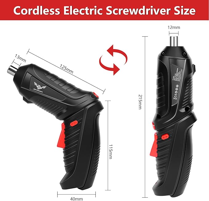 Power Screwdriver Cordless, JENABOM Screwdriver Bits Set Rechargeable, 3.6V Li-ion 3.5N·m Max Torque Electric Rotatable Drill Screwdriver for Home Improvement DIY Project, 47 Pcs
