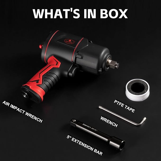 AEROPRO TOOLS 1/2-Inch Composite Air Impact Wrench Pneumatic Impact Wrench | Twin Hammer,1220 FT-LBS Max Loosening Torque,8000RPM,for Auto Repair,Tire Shop (Lightweight Housing)