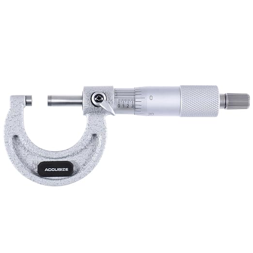 Accusize Industrial Tools 0-1'' by 0.0001'' Ultra-Precision Outside Micrometer, Eg00-0001 | 0-1", Ultra-Precision, Carbide Tipped, M-Type, Resolution 0.0001", Ratchet Friction Thimble, Solid Storage Case