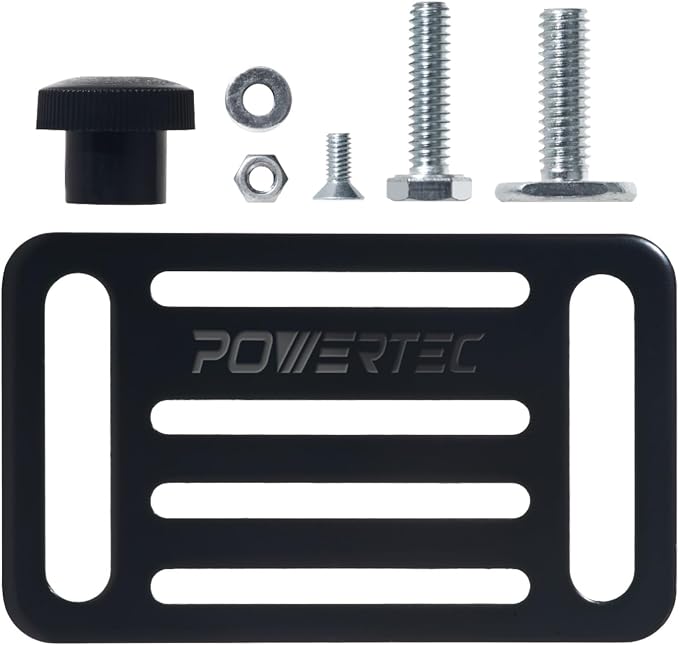 POWERTEC Toggle Clamp Mounting Plate with Hex Bolts, T-Track Bolts for T Track Accessories, Woodworking Jigs and Fixtures, Drill Press, Table Saw Sled (71416)