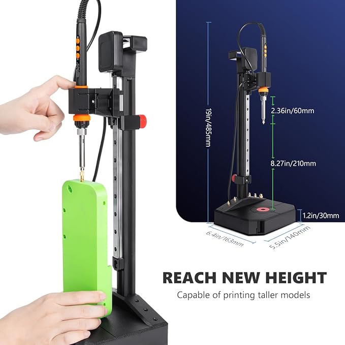 Vertical Heat Set Insert Press Tool | 90W Soldering Iron, 30 Brass Threaded Inserts (M3/M4/M5/M6/M8) & Heat-Set Tip | Compatible with PLA, ABS, PETG | for 3D Printed Components DIY Plastic Parts