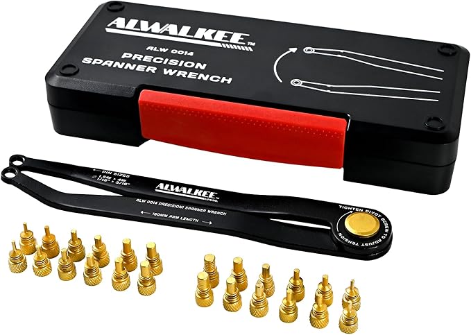Pin Spanner Wrench Set, 25-Piece Adjustable Hook Wrench Tool Kit with Case, Metric and SAE Pins for Bearing Pulley Locknut Maintenance and Repair