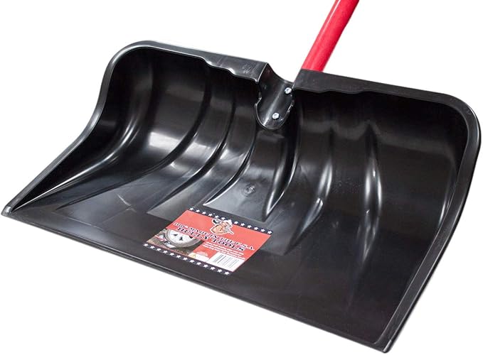 Bully Tools Snow Shovel with Fiberglass D-Grip – Heavy Duty Wide Scoop and Push Shovel for Driveway, High Strength Steel Tool for Snow Removal with Sharp Edge, Sturdy Ergonomic D-Shape Handle - 22inch