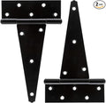 HILLMASTER 10 Inch T-Strap Heavy Duty Shed Door Hinges Gate Strap Hinges Black Tee Hinge Wrought Hardware for Wooden Fences,Yard,Barn Door,Rustproof (2 Pack)