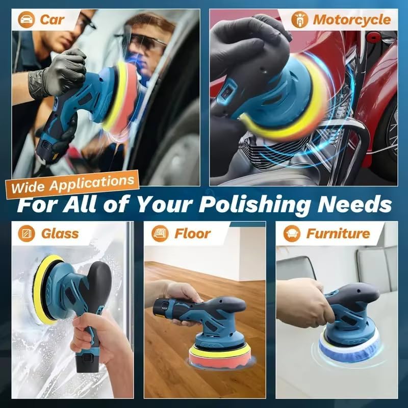 Cordless Car Buffer Polisher for Subaru Forester 2014 2015 2016 2017 2018, Variable Speed Car Polisher for Car Detailing, Low Noise Buffing Machine with Accessories