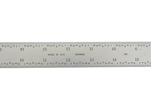 PEC Tools 24" Rigid Metal Ruler, Made from High-Quality Carbon Steel with Satin Chrome Finish, 16R Graduation (1/32", 1/64", 1/50", 1/100"), Trusted by Professionals, Made in USA