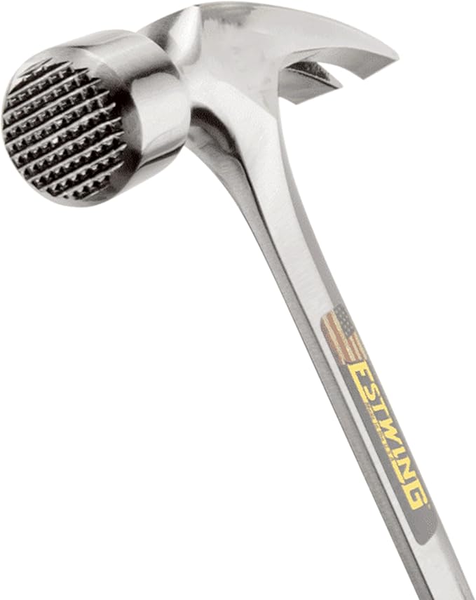 ESTWING Framing Hammer - 30 oz USA Made Long Handle Straight Rip Claw Hammer with Milled Face & Shock Reduction Grip - E3-30SM