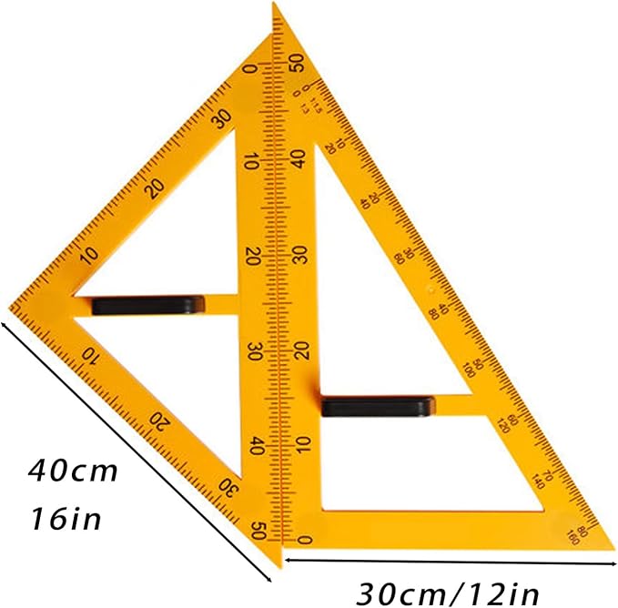 Magnetic Geometry Set on Whiteboard Math Classroom Large Protractor Triangle Ruler Plate Set Compass Drawing Tools for Teacher (3 Pieces)