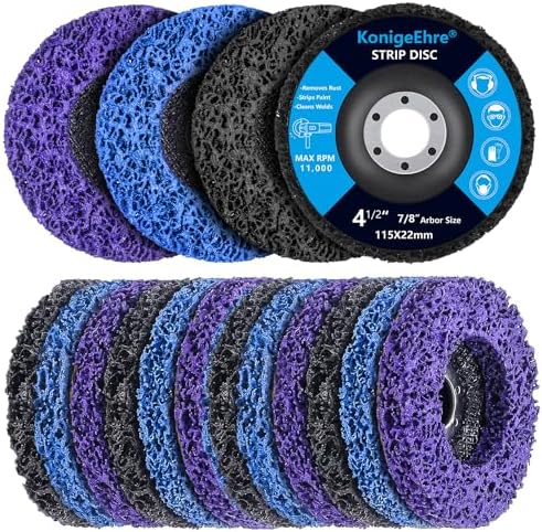 12 Pack 4" x 5/8" Strip Discs Stripping Wheel Fit Angle Grinder Clean and Remove Paint Coating Rust Welds Oxidation