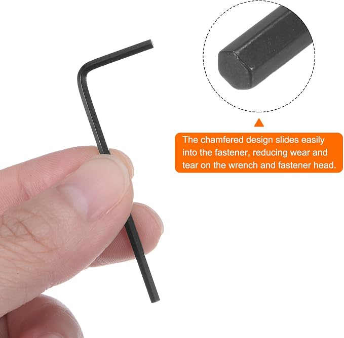 HARFINGTON 10pcs Hex Key Wrench 5/64" L-Shape Hexagon SAE Wrenches Chrome Vanadium Steel Repairing Tool for Home Repair, Black