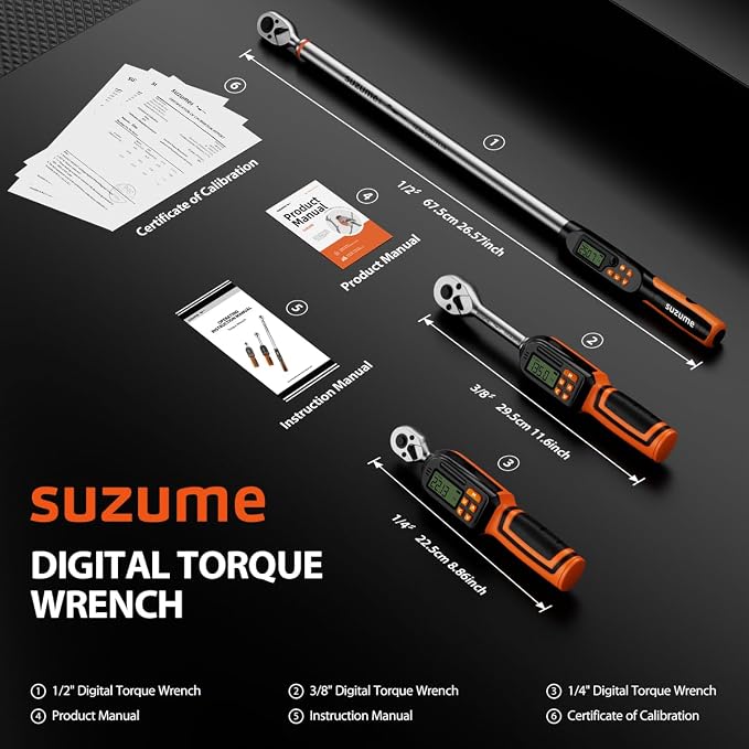 3/8 Digital Torque Wrench Inch Pound (2.21-44.25 Ft. Lb / 3-60 N.m) | ±2% Accuracy Sound and Light Alert Peak & Track Electronic Display for Mechanic DIY Motorcycle Bicycle Car Spark Plug Repair
