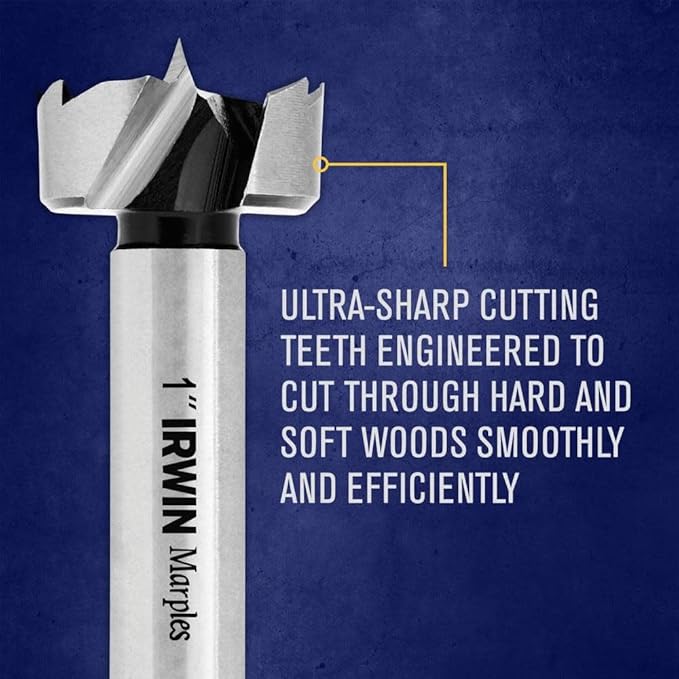IRWIN Marples Forstner Bit Set, Wood Drill Bits, Made of Carbon Steel, Ideal for Fine Woodworking, Cabinet-Making and More, 14 Pieces (1966893)