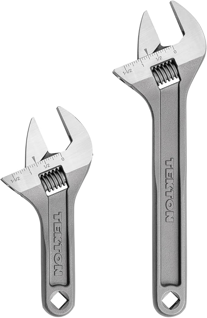 TEKTON Adjustable Wrench Set, 2-Piece | WSA90000 | (6, 9 in.), 1-1/2 Inch Jaw Capacity