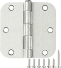 12 Pack Brushed Nickl Door Hinges 3.5 Inch x3-1/2 5/8 Radius Round Interior Hinge 3 ½" Satin Silver Heavy Duty Steel Iron Hardware for Bifold Standard Doors Home House Decor Accessories Kits