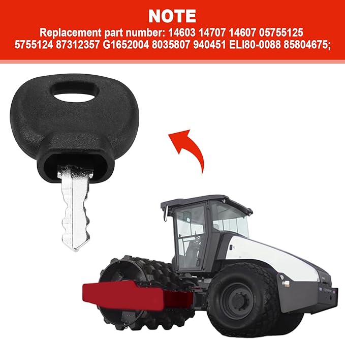 14707 Heavy Equipment Ignition Key, Ignition Keys for Hamm Bomag Volvo Bobcat Caterpillar JCB New Holland Dynapac Terex Skytrak 14707 5755124 8035807 8U-9569 14603(10 packs)