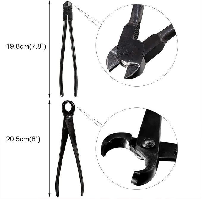 Gardening Tools，10PCS Bonsai Tool Kit ，Hand Made Set Carbon Steel Shear Cutter Scissor Wire Plant Gardening Nylon Case