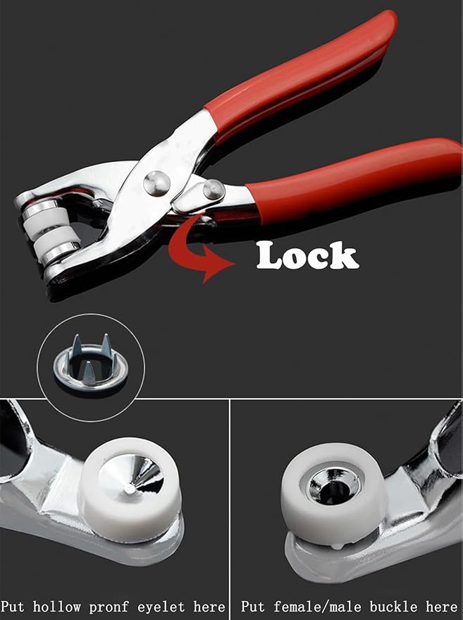 50 Sets Metal Snaps Buttons with Fastener Pliers Press Tool Kit, Prong Ring Snap Button Fasteners for DIY Crafts Clothes Hats and Sewing, Easy Installation for Fabric (9.5mm / 200 PCS) (Multicolor)