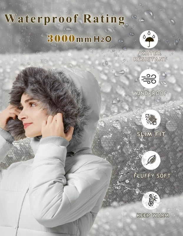 GGleaf Women's Winter Puffer Coat with Removable Fur Hood Warm Snow Jacket