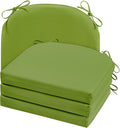Cozyide Outdoor Chair Cushions, Waterproof Patio Seat Cushions with Adjustable Straps, Round Corner Patio Chair Cushions for Garden, Grass Green, 17x16x2 Inch (Pack of 4)