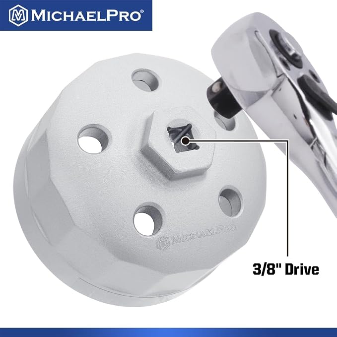 MichaelPro 90.2mm Oil Filter Cap Wrench Compatible with Land Rover (3.0L, 4.2L, 4.4L, 4.6L, 5.0L Gas Engines), 15 flutes, Easily Remove Stubborn Oil Filters | MP009100
