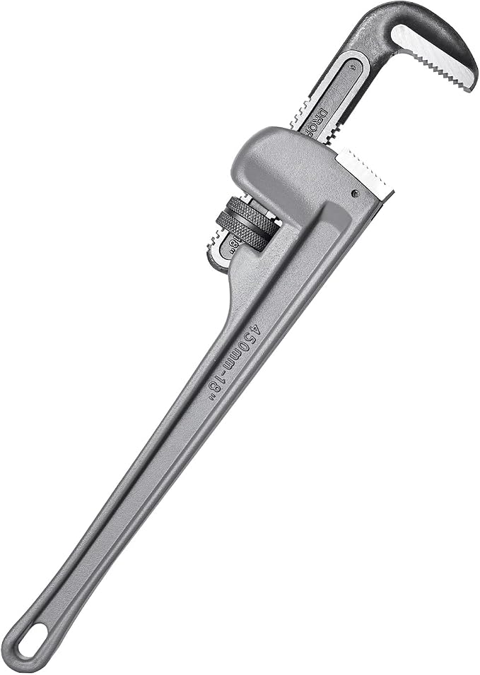 VEVOR Pipe Wrench, 18" Aluminum Straight Pipe Wrench, Adjustable Plumbing Wrench, with High Strength Jaw and Ergonomic Handle, Easy to Carry, Hangable Design, for Water Pipes, Automotive Repairs