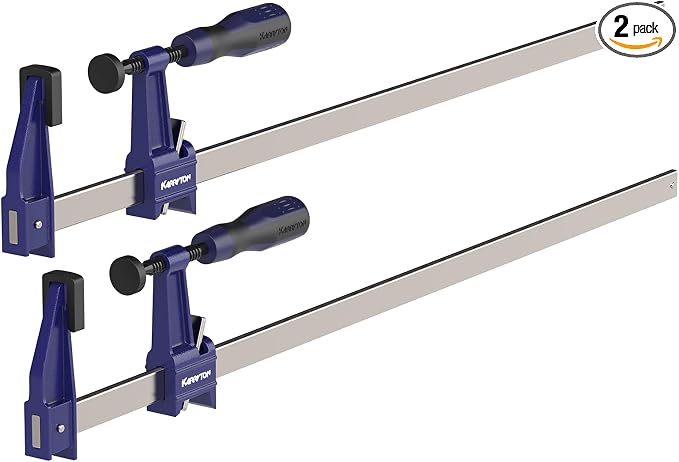 2-Pack Steel Bar Clamps 24 Inch, Quick-Adjust F-Clamps with 2-1/2" Throat Depth, 600LBS Load Wood Clamps for Woodworking, Metalworking, and DIY Projects