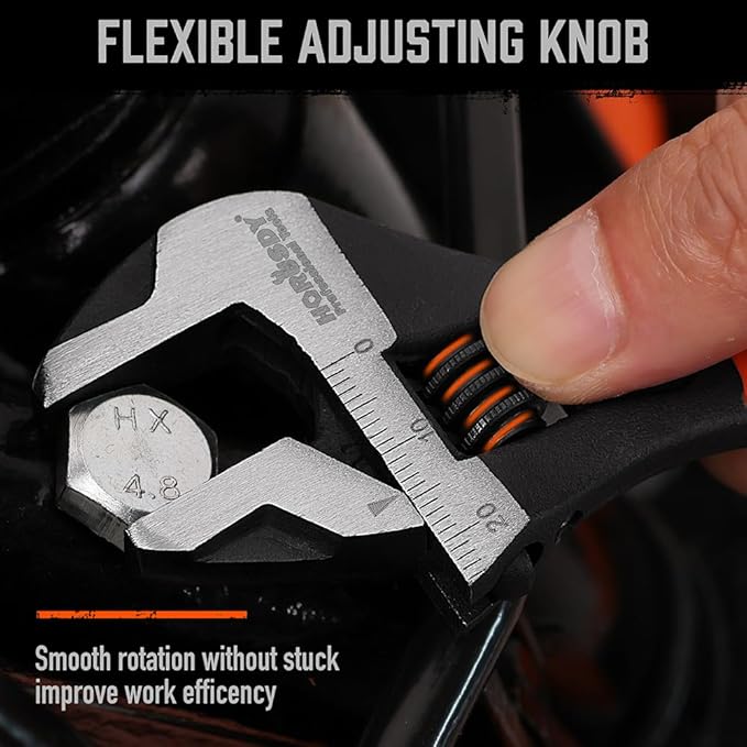 HORUSDY Adjustable Wrench Set | 2-Piece | 6-Inch and 10-Inch Wrenches | Metric & SAE Scales | Cushion Grip Wrench | Cr-V Steel