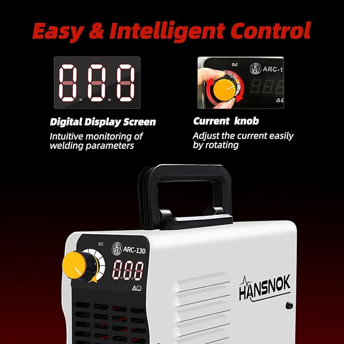 HANSNOK 130A Mini Stick Welder Super MINI Portable 110V ARC Welding Machine IGBT Inverter with Hot Start & Anti-Stick Small Welder for Beginners for 1/16"-1/8" Rod ARC Welder, 2 Chip Hammers