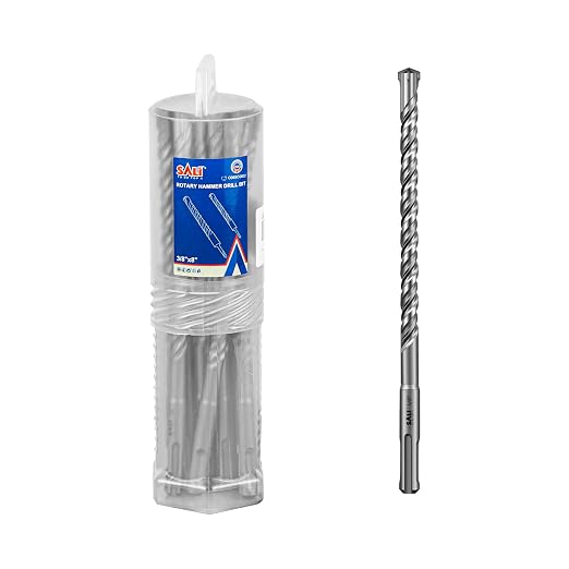 SALI 10PCS 3/8"*8" SDS Plus Rotary Hammer Drill Bit Concrete Drill Bit Kit Cross-Type Double Thread Carbide Material Suitable for Brick, Cement Walls, Stone, Hammer Drill Bits