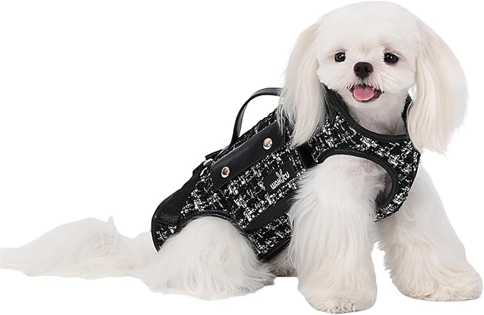 Wakytu Dog Lift Harness Dog Carrier Sling for Small Dogs & Cats,L | stylish puppy sling carrier with handle & pocket,adjustable leash,walking & travel