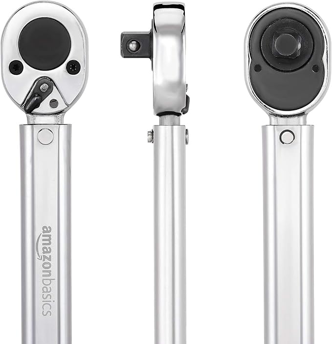 Amazon Basics 1/2-Inch Drive Click Heavy-Duty Torque Wrench with Audible Click, High Accuracy, 25-250 ft-lb, 33.9-338.9 Nm