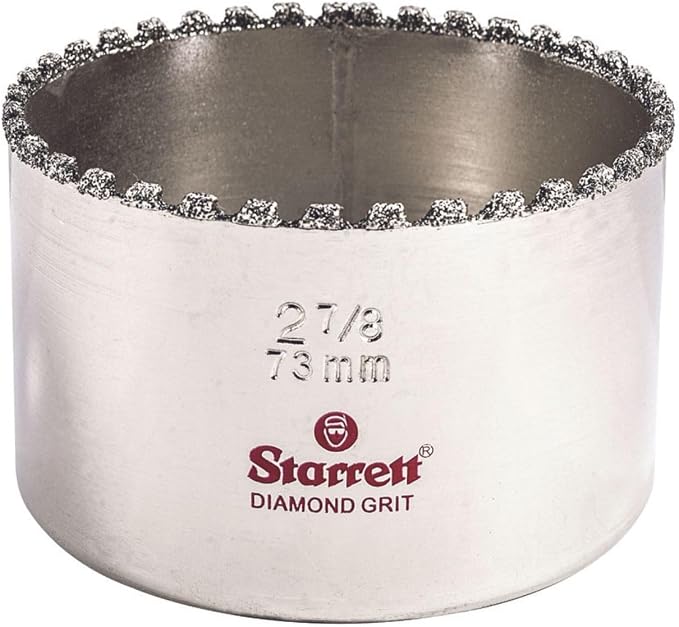 Starrett Diamond Grit Hole Saw 2-7/8" Dia, 1-1/2" Cutting Depth | Ideal For Drilling Small Diameter Holes, For Non-Metallic Materials, KD0278-N